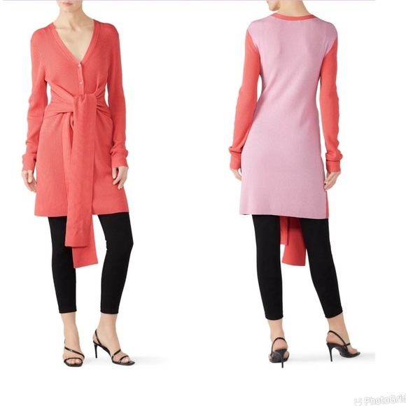 Tome Tie Front Long Ribbed Cardigan - Picture 2 of 9